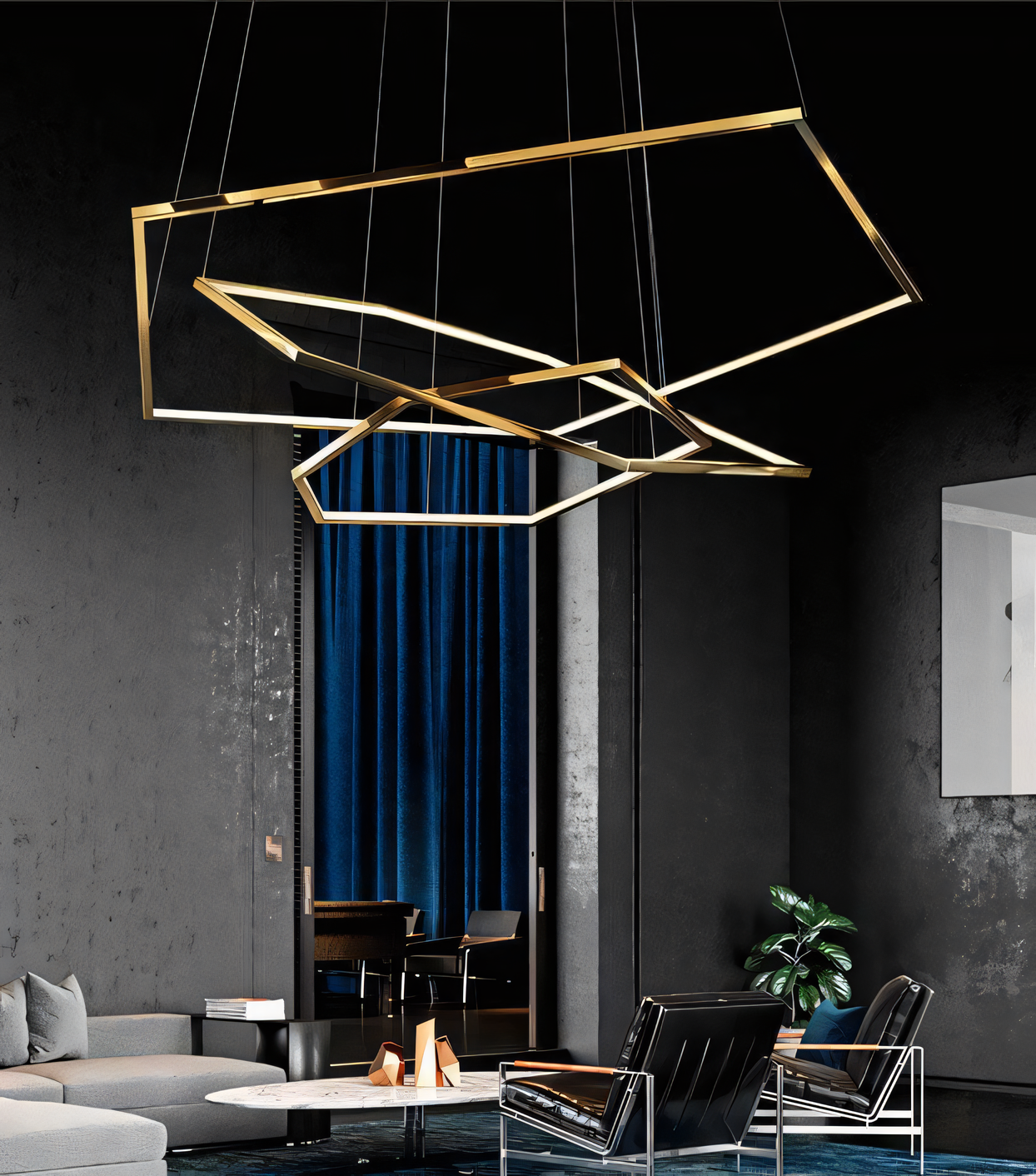 Enchanting hexagonal ring chandelier for upscale restaurants