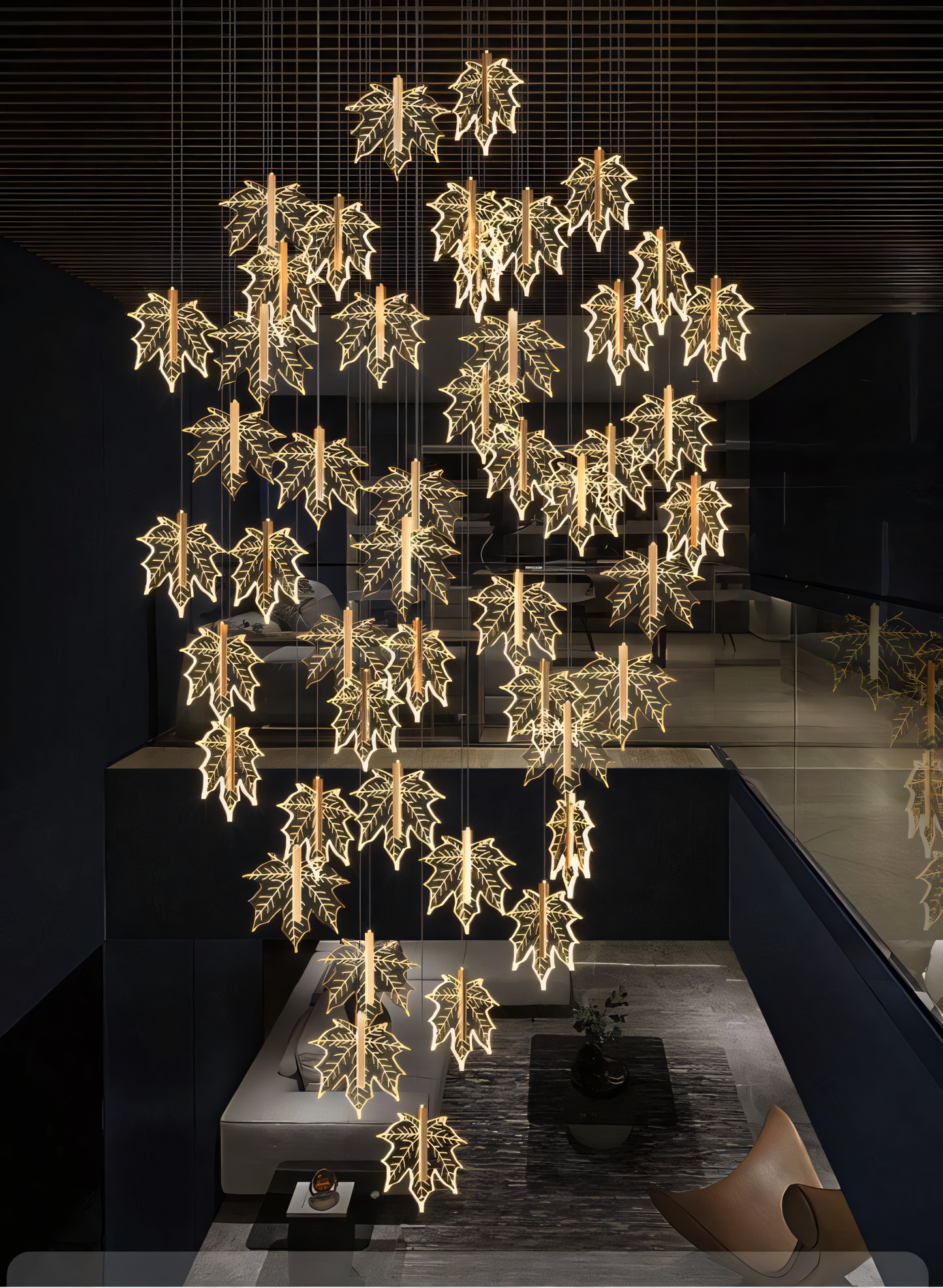 Sophisticated acrylic gold leaf lighting for living rooms