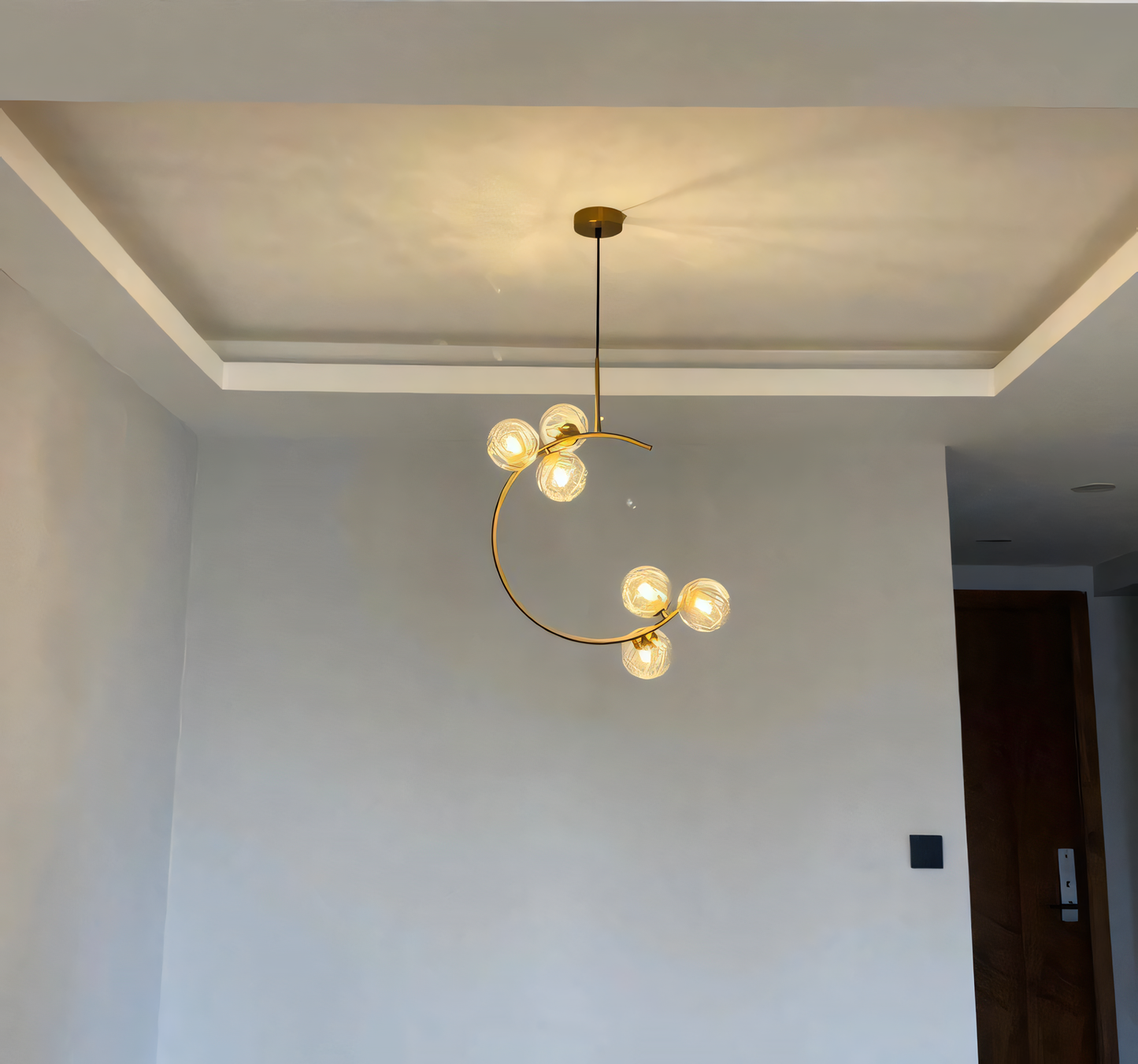 Cozy fairy light glass chandelier for forest-themed living rooms