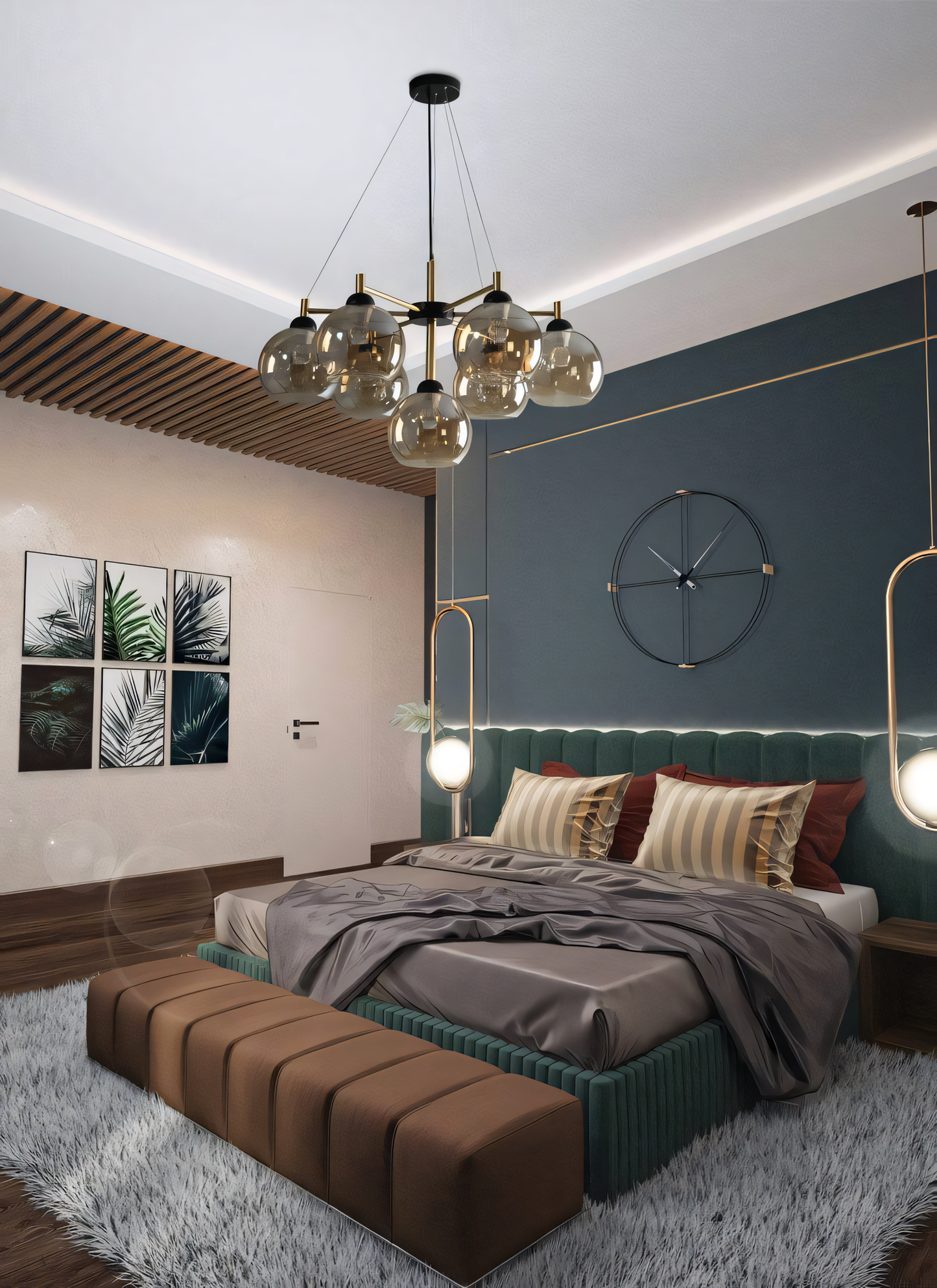 Upgrade your home décor with this luxurious 7-light LED chandelier. Featuring a gold finish, black accents, and warm amber glass.