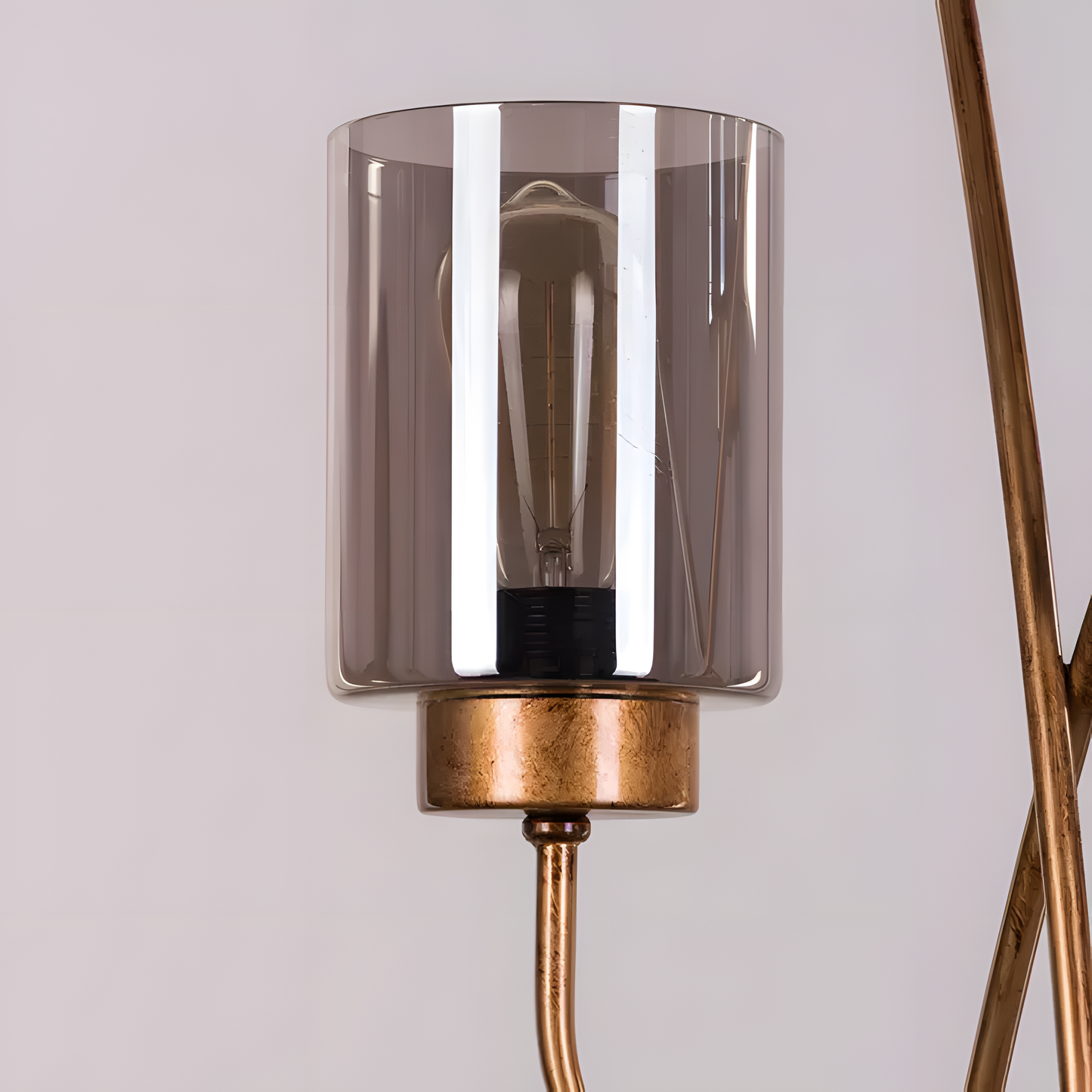 Multifunctional floor lamp with smokey grey glass shades