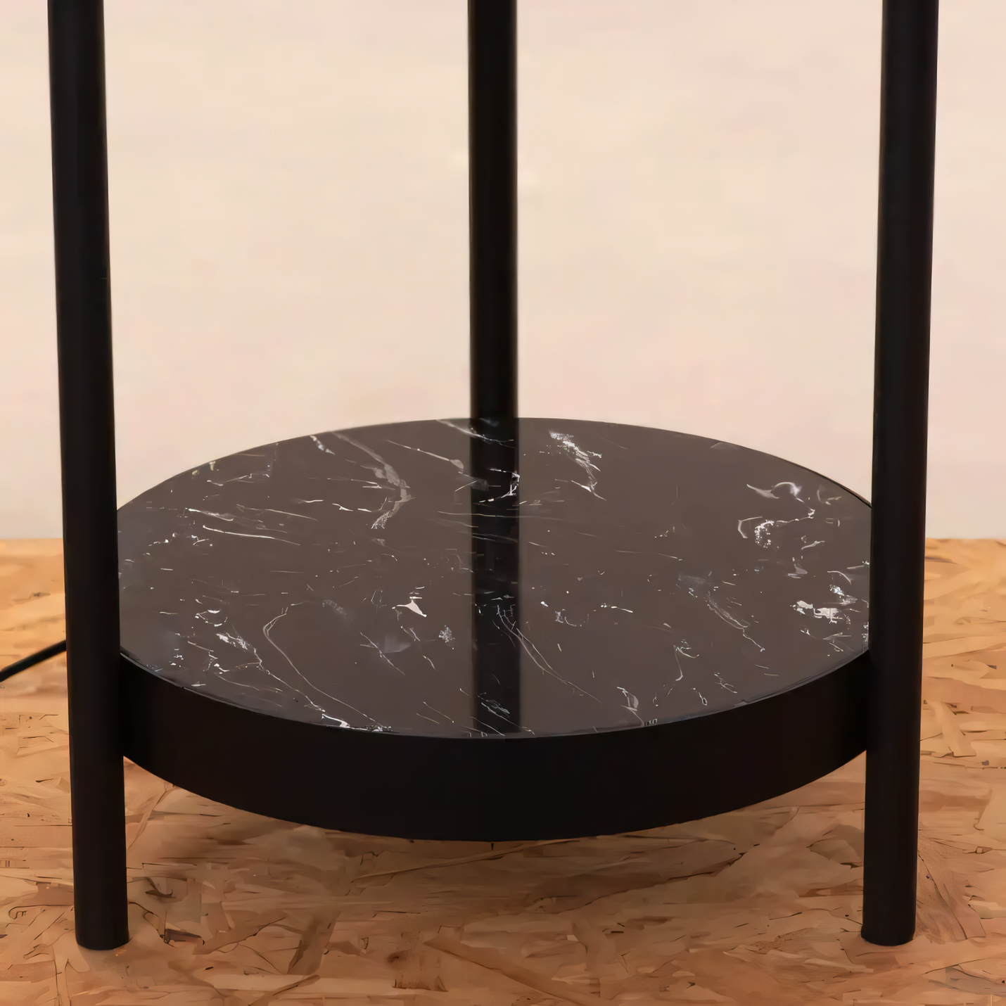 Stylish Black Floor Lamp with Marble Base