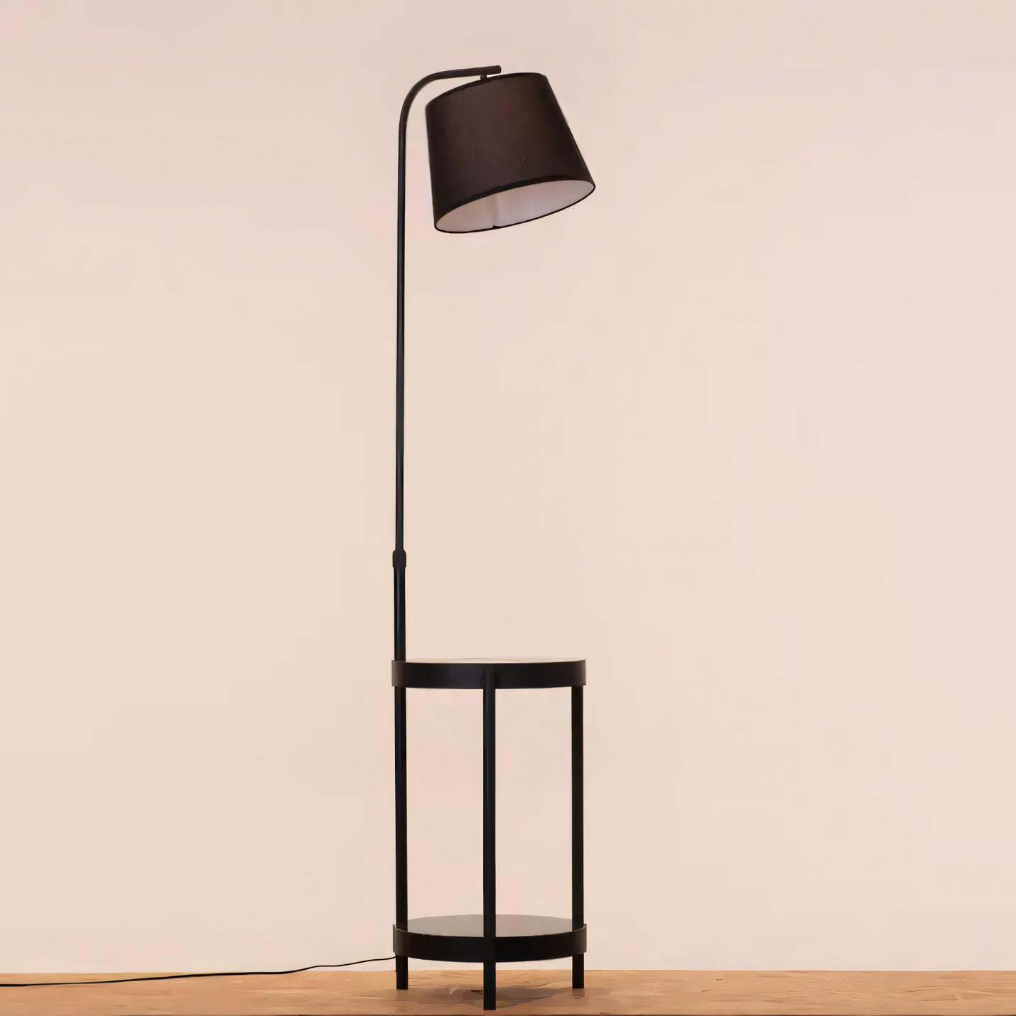 Sleek Black Lamp with Marble Base