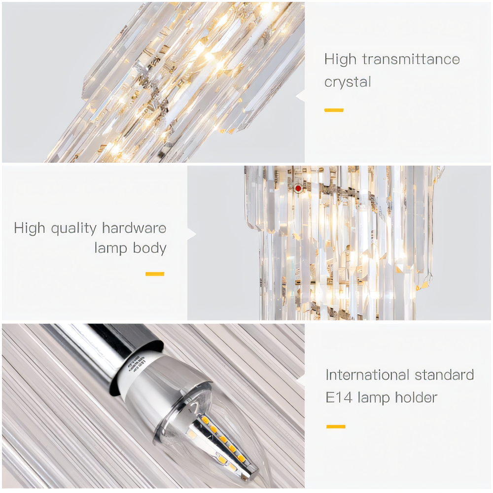 Elegant Geminus XT long crystal hanging lights, a harmonious blend of luxury and modernity