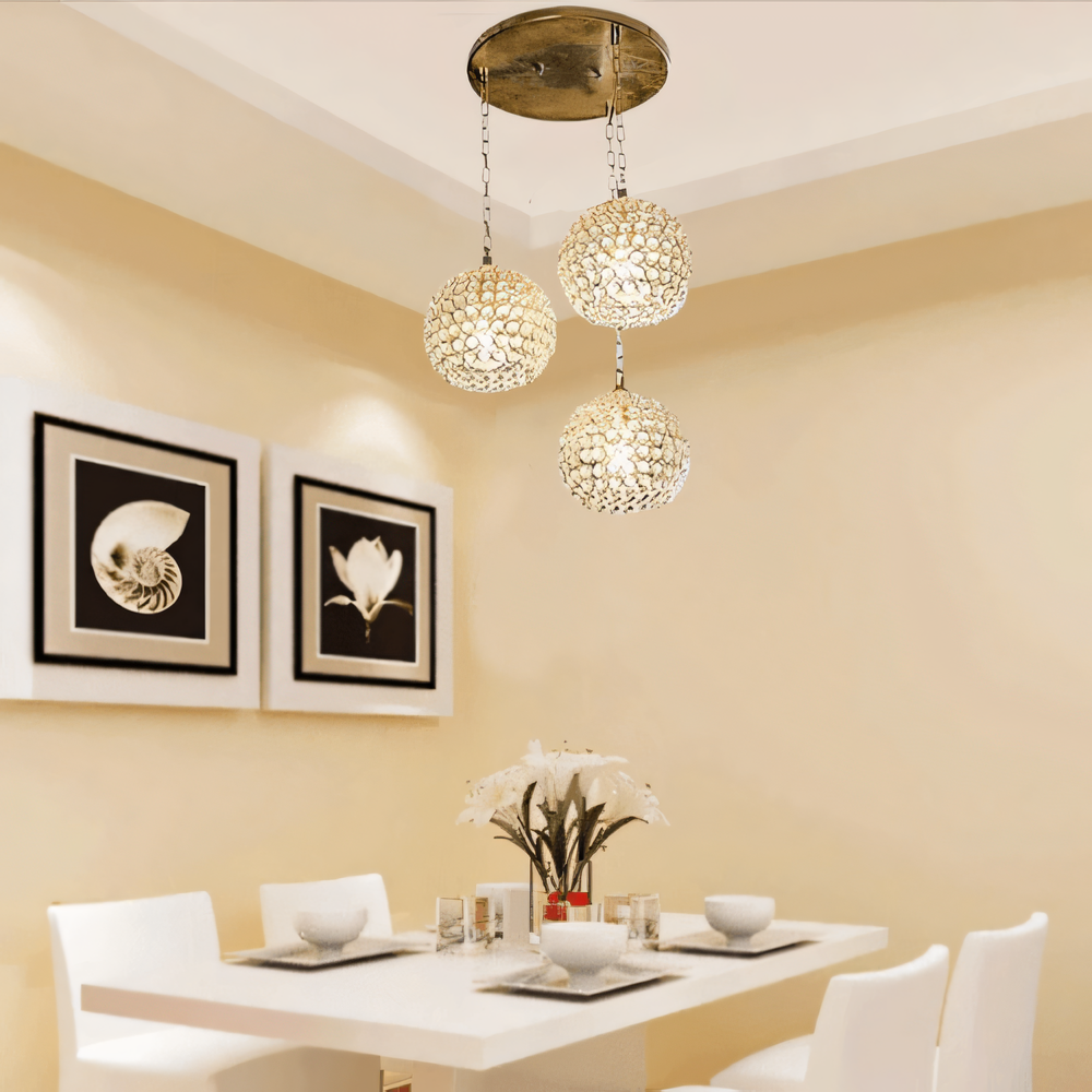 Dynamic and opulent golden hanging light that commands attention