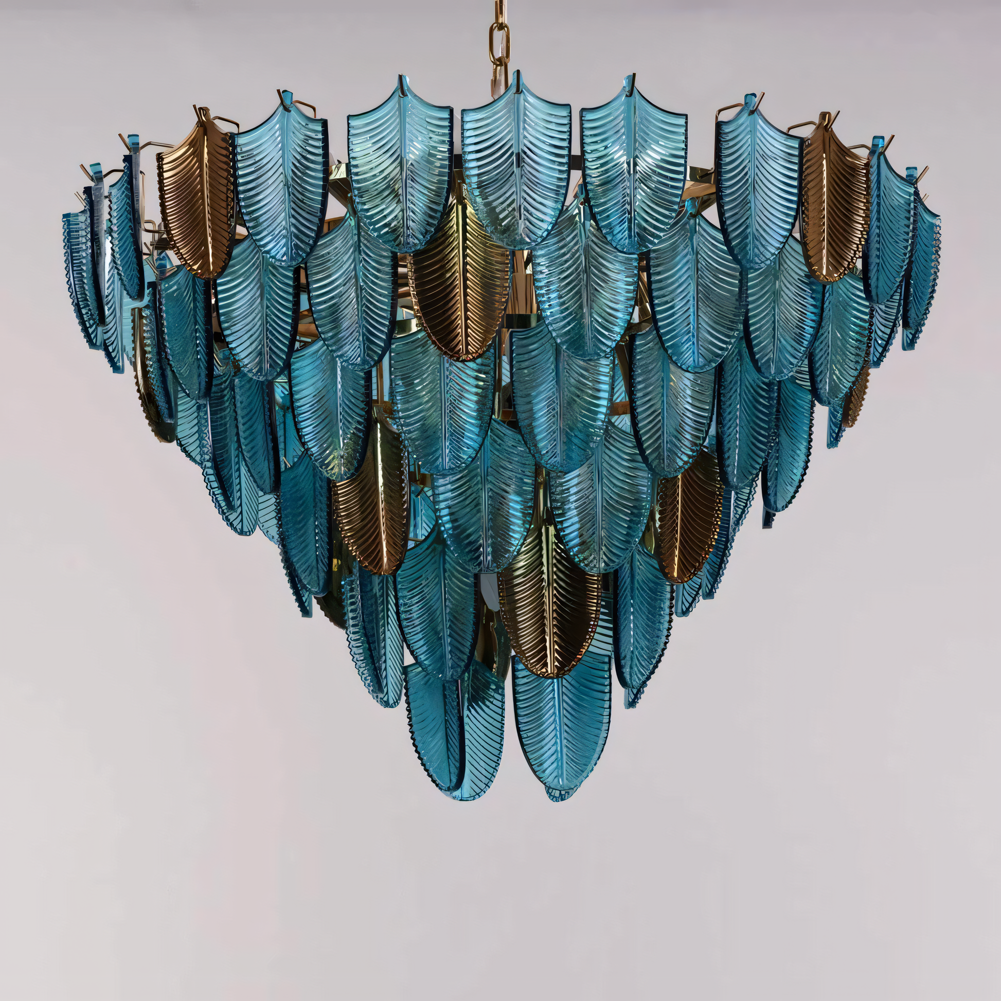 Bathed in natural light, the Gratus Luxe Modern Glass Leaf Chandelier takes on an extra touch of brilliance.