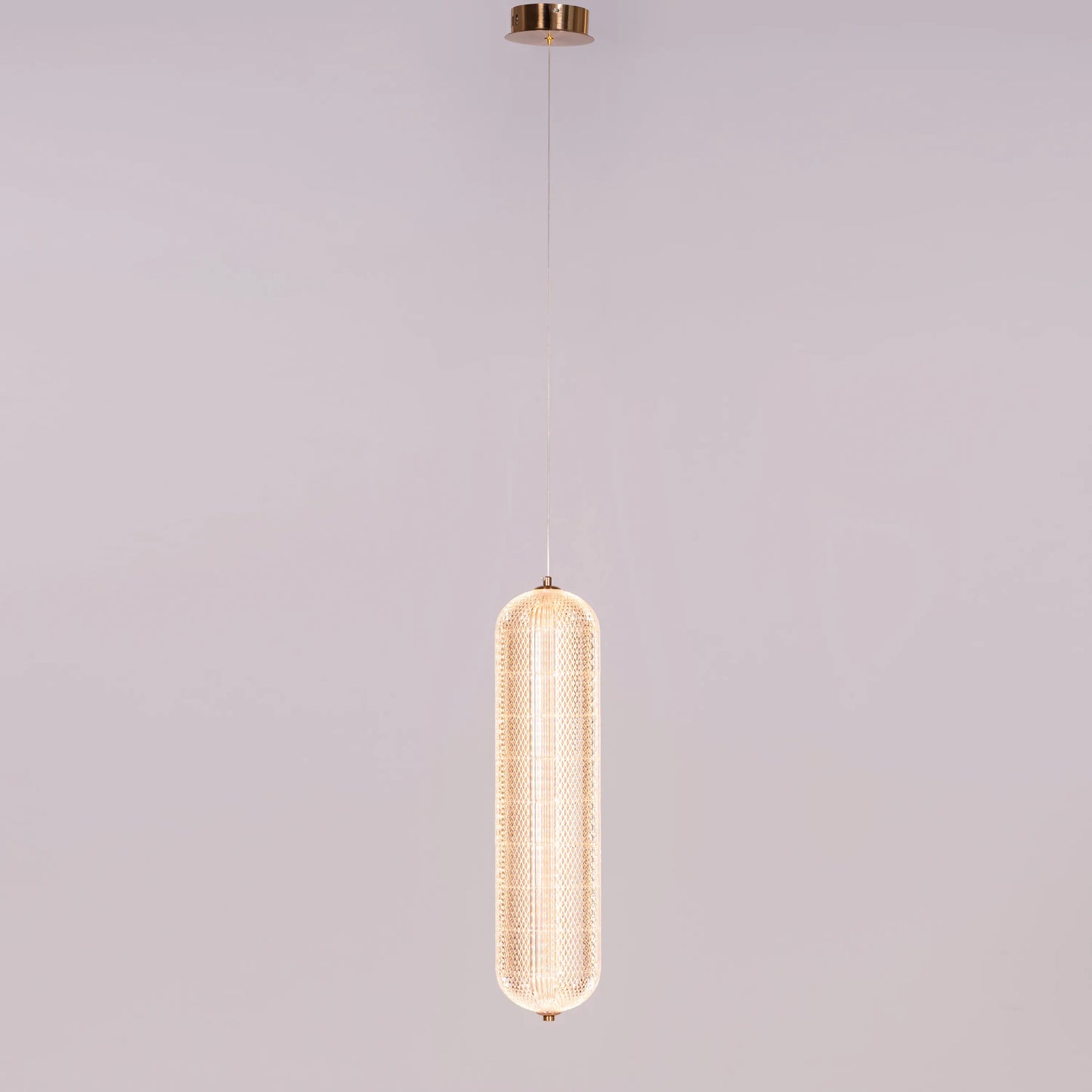 Yellow Diamond (Dimmable LED with Remote Control) Textured Glass Pendant Light