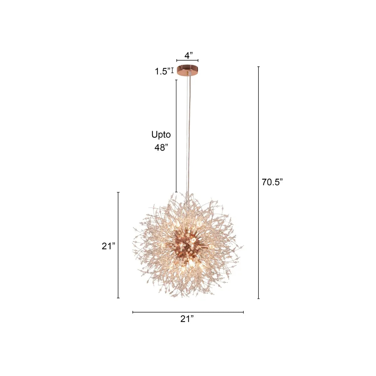 Touch The Clouds Chandelier in rose gold finish