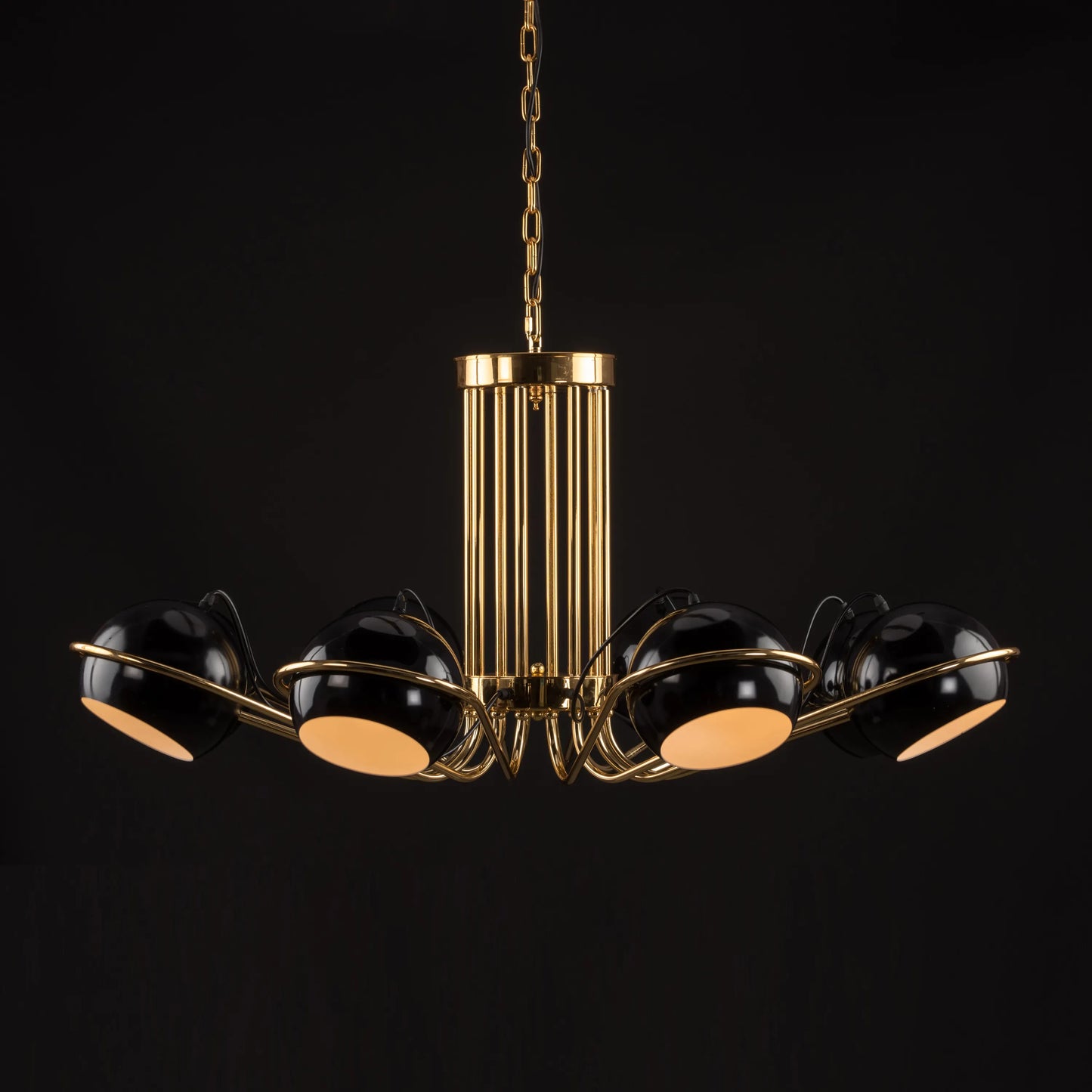 Midnight Memories Grand chandelier in gold and black design.