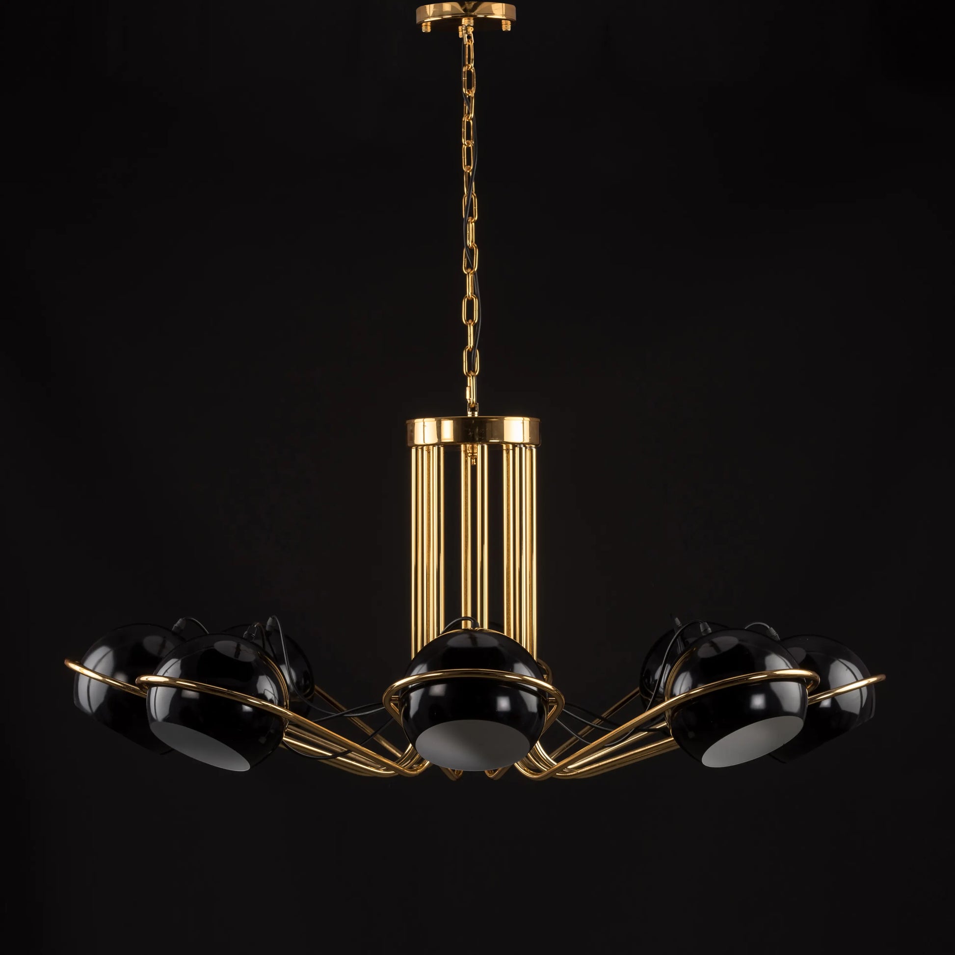 Midnight Memories Grand chandelier in gold and black design.