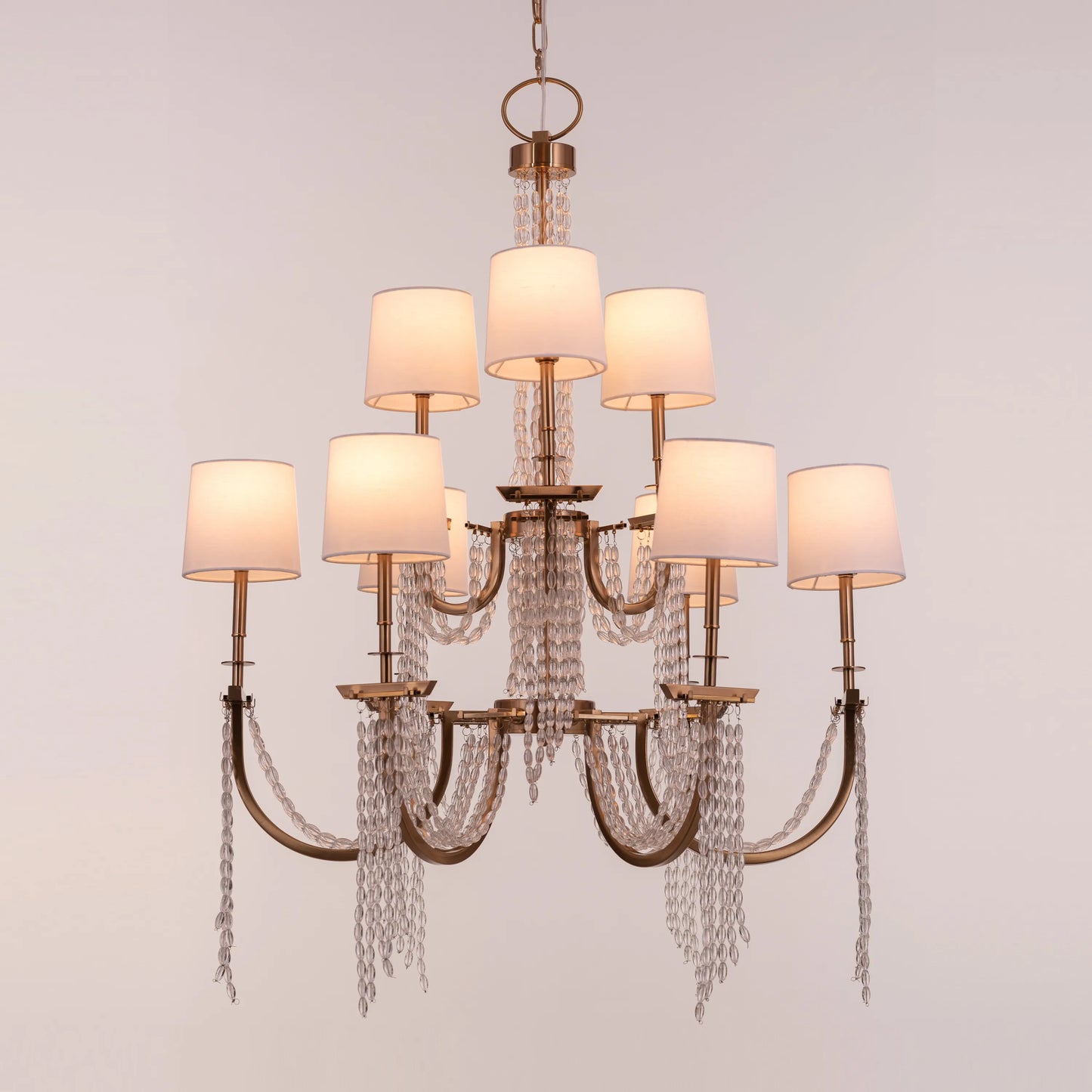 Cupid's Kiss (Gold) Crystal Double Height Chandelier