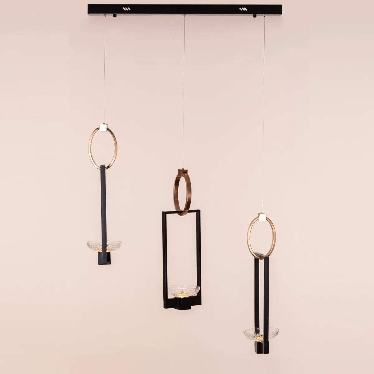 Adding Up (Black, Gold, Dimmable LED with Remote Control) Chandelier