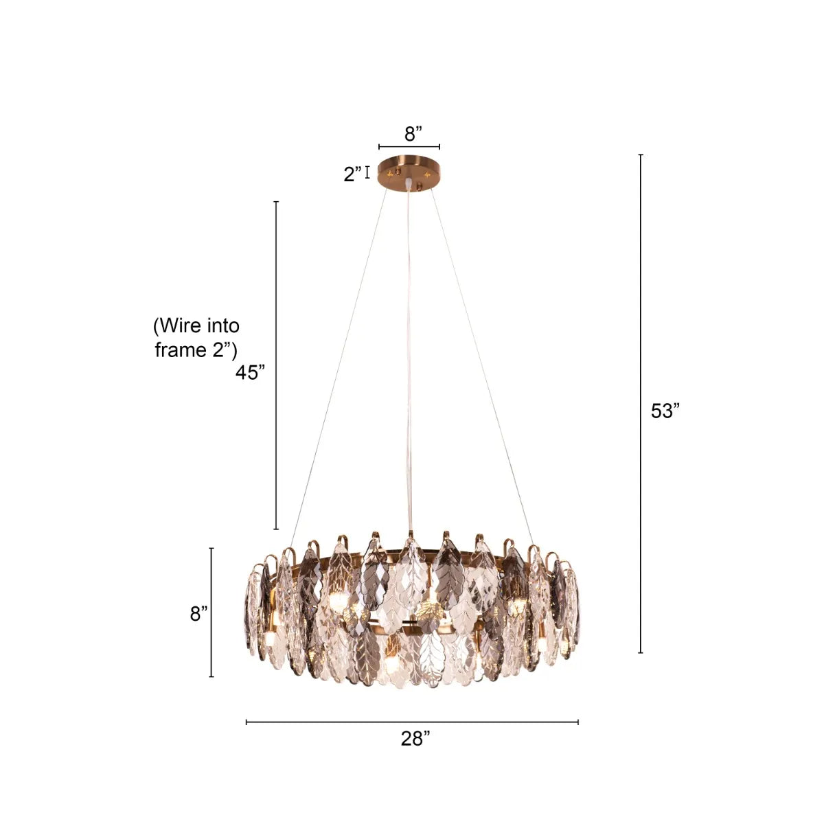 Clear To Me medium gold crystal chandelier illuminating a formal dining room