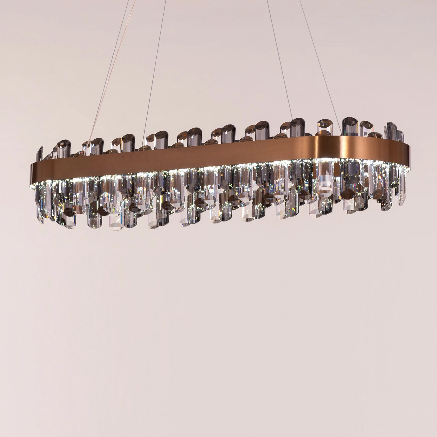 Start From Scratch (Large, Gold, Dimmable LED with Remote Control) Oval Crystal Chandelier