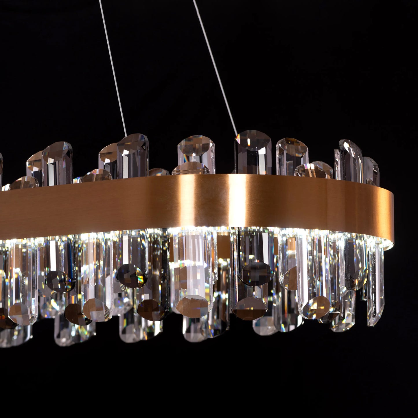 Start From Scratch (Large, Gold, Dimmable LED with Remote Control) Oval Crystal Chandelier