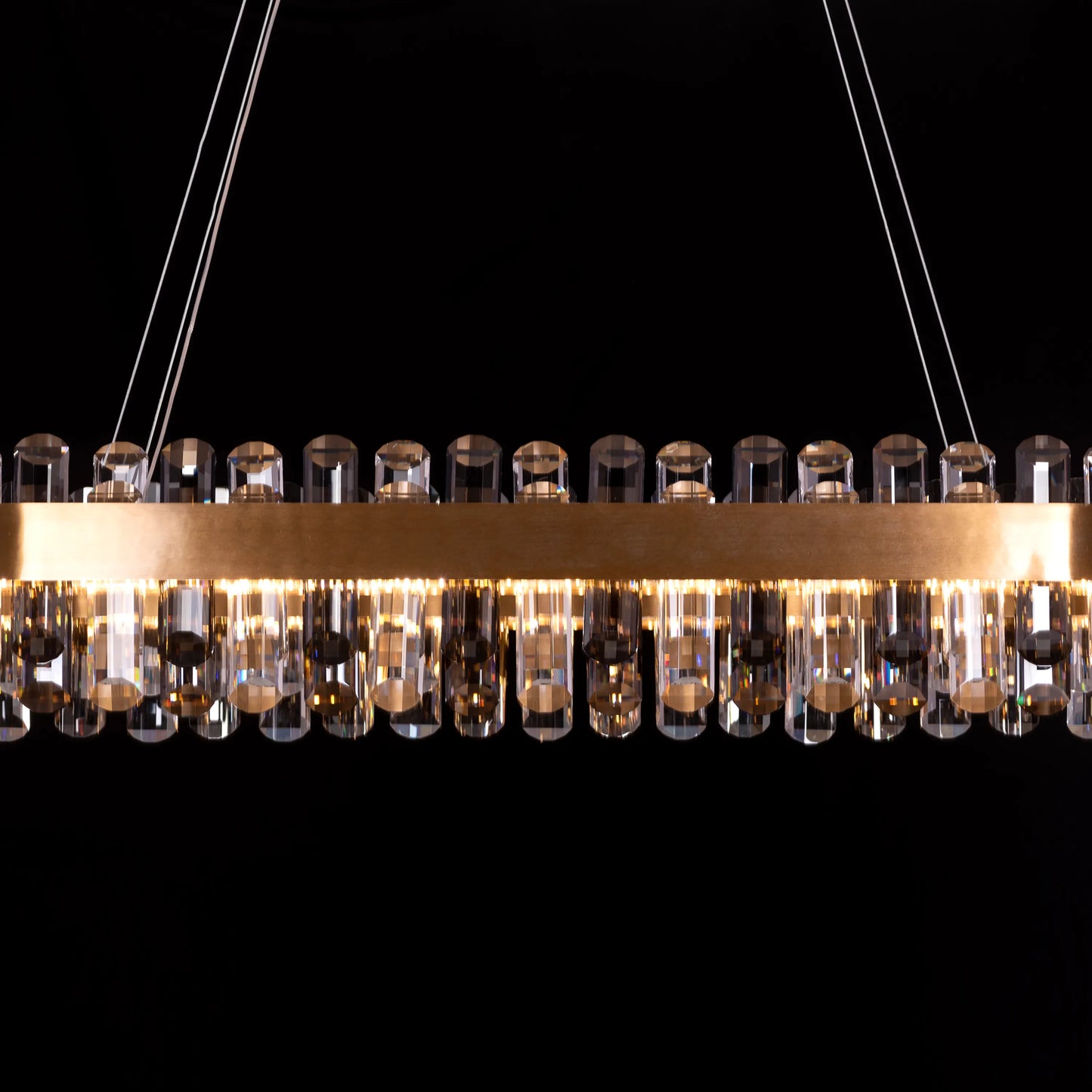 Start From Scratch (Large, Gold, Dimmable LED with Remote Control) Oval Crystal Chandelier