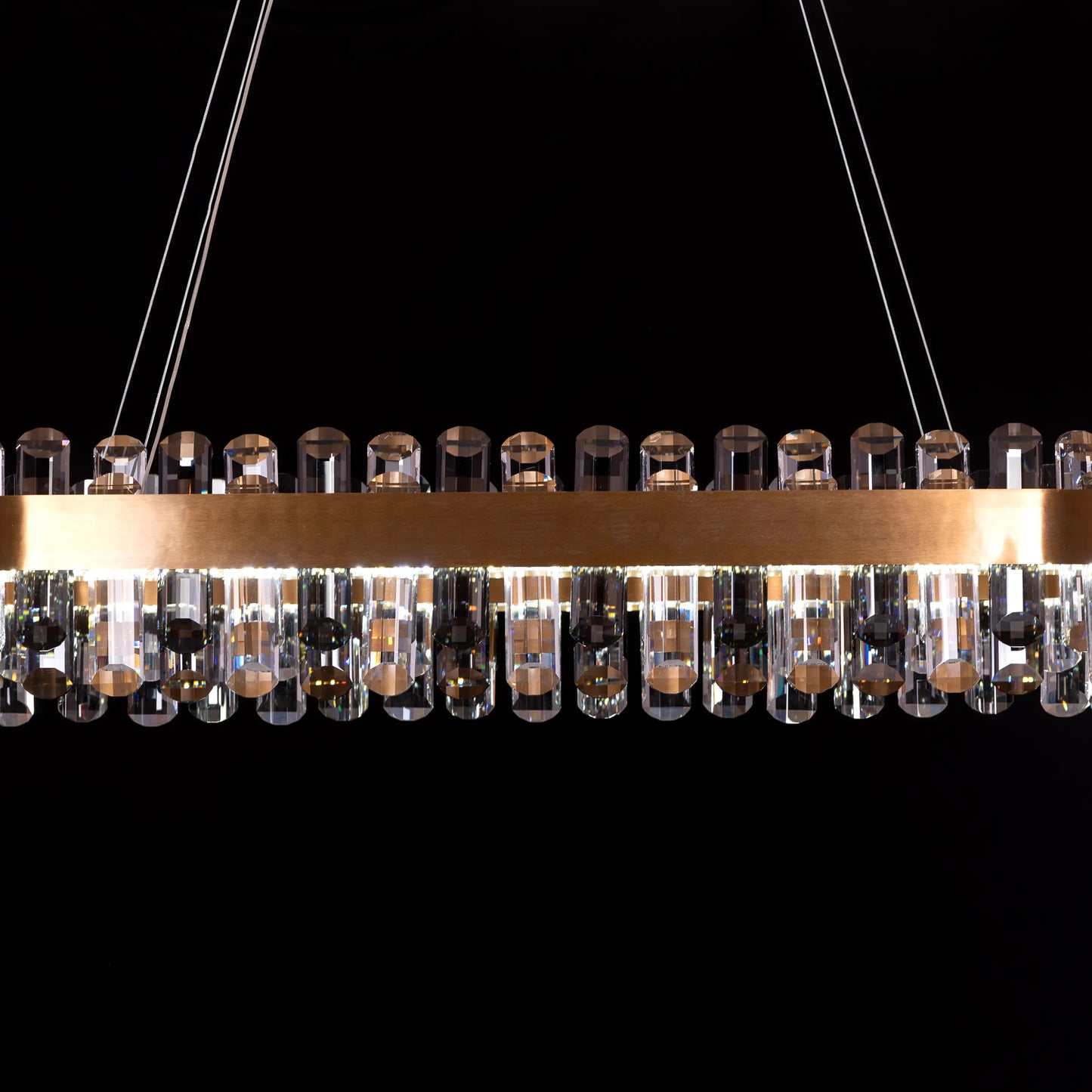 Start From Scratch (Large, Gold, Dimmable LED with Remote Control) Oval Crystal Chandelier
