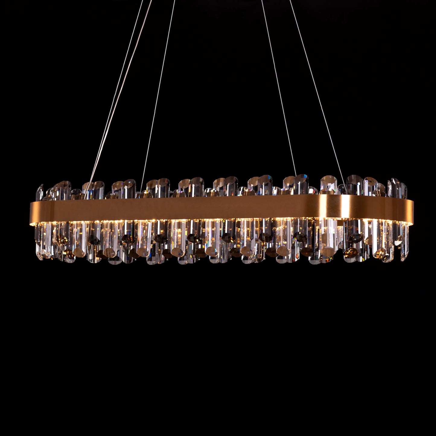 Start From Scratch (Large, Gold, Dimmable LED with Remote Control) Oval Crystal Chandelier
