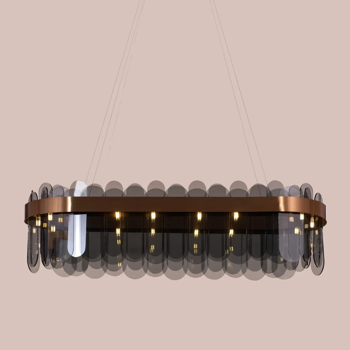 Join The Party Oval Chandelier with crystal accents and sleek metallic finish.