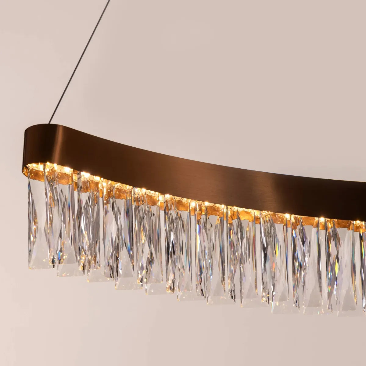 Through The Fire Long Crystal Chandelier