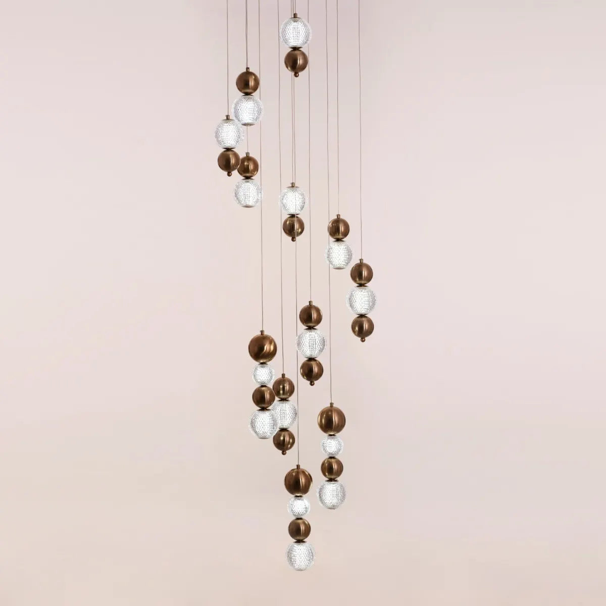 Meant For Me (Gold, Dimmable LED with Remote Control) Double Height Chandelier