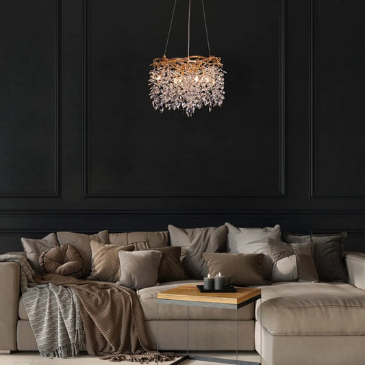 Moral Of The Story tree branch crystal chandelier with nature-inspired design.
