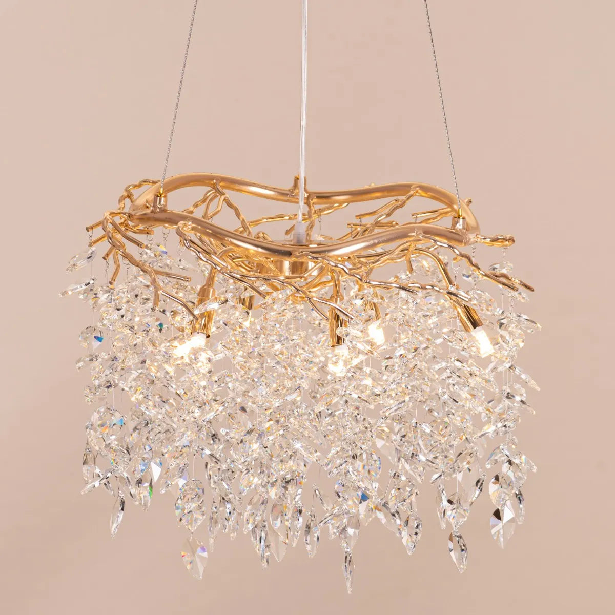 Moral Of The Story tree branch crystal chandelier with nature-inspired design.