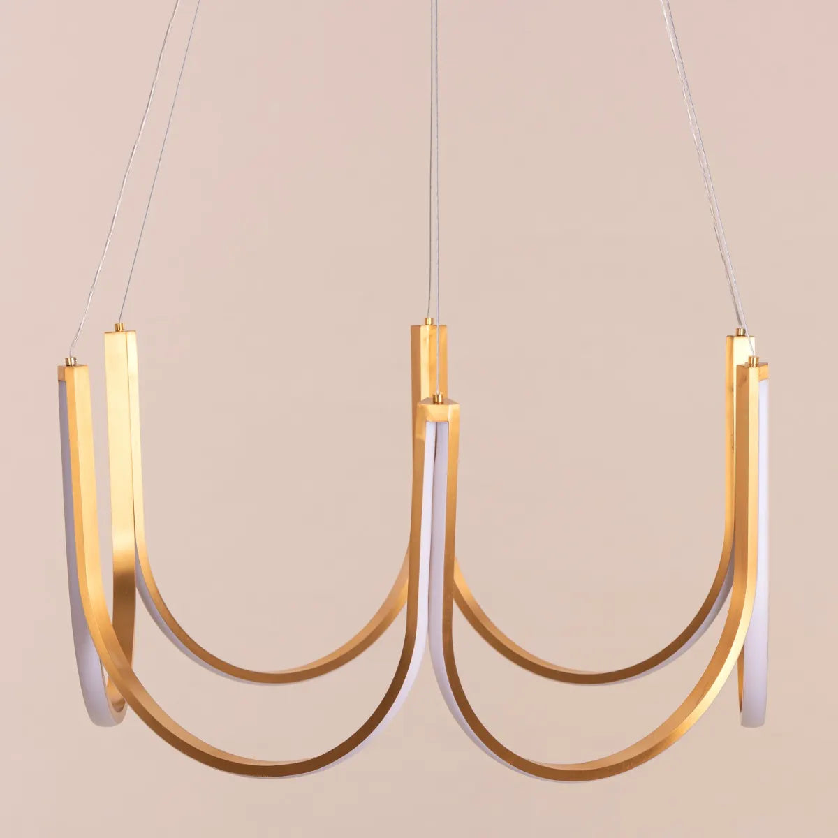 Table For Two (Medium, Gold, 3 Color Dimmable LED with Remote Control) Chandelier