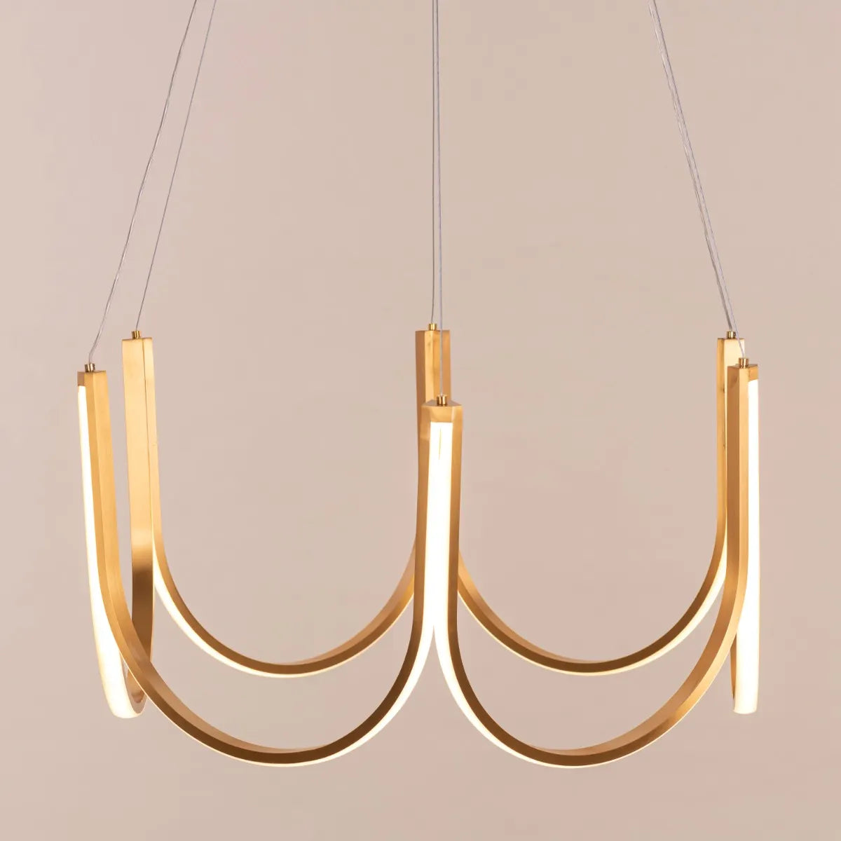 Table For Two (Medium, Gold, 3 Color Dimmable LED with Remote Control) Chandelier