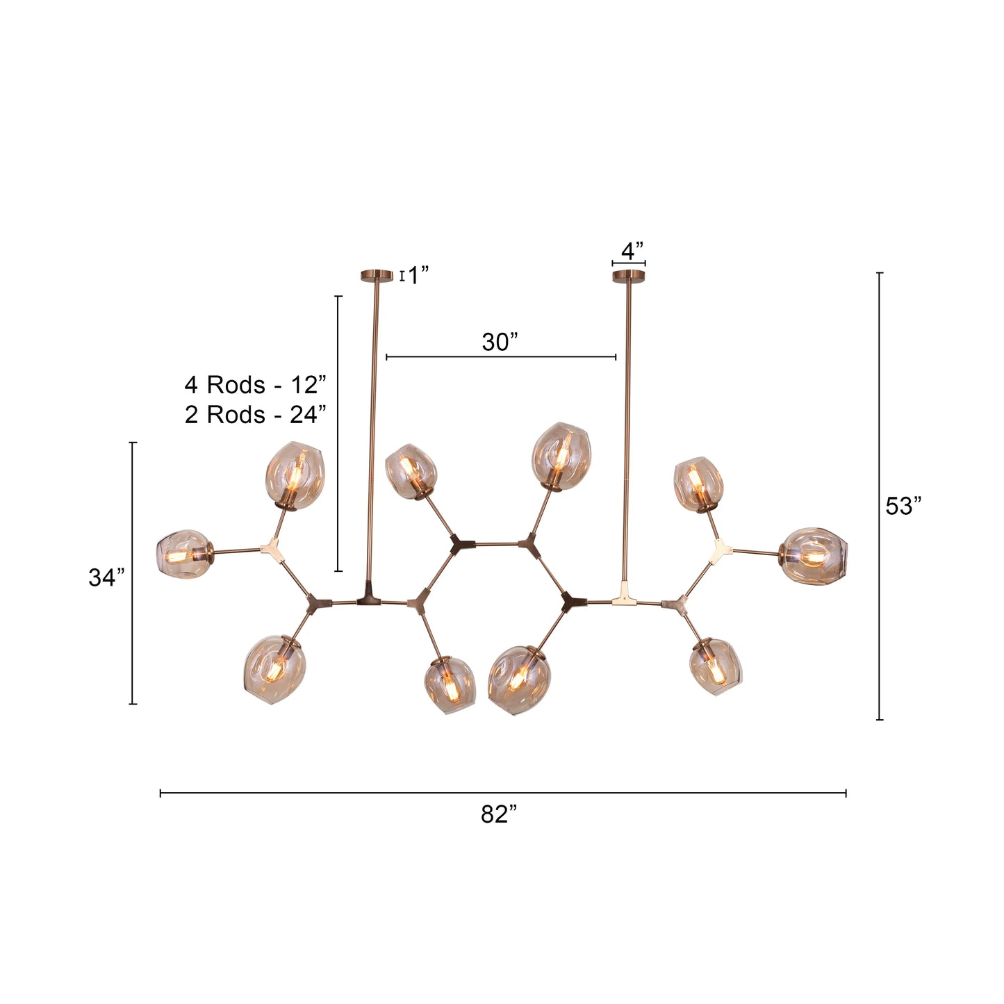 Games People Play Cognac Glass Chandelier with elegant glass shades.