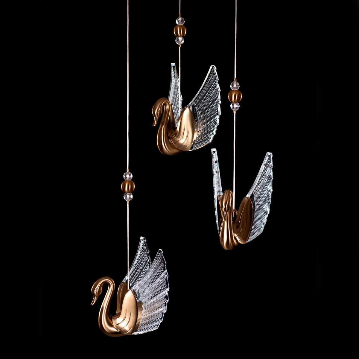 Two Birds One Throne (Small, Gold, Dimmable LED with Remote Control) Chandelier