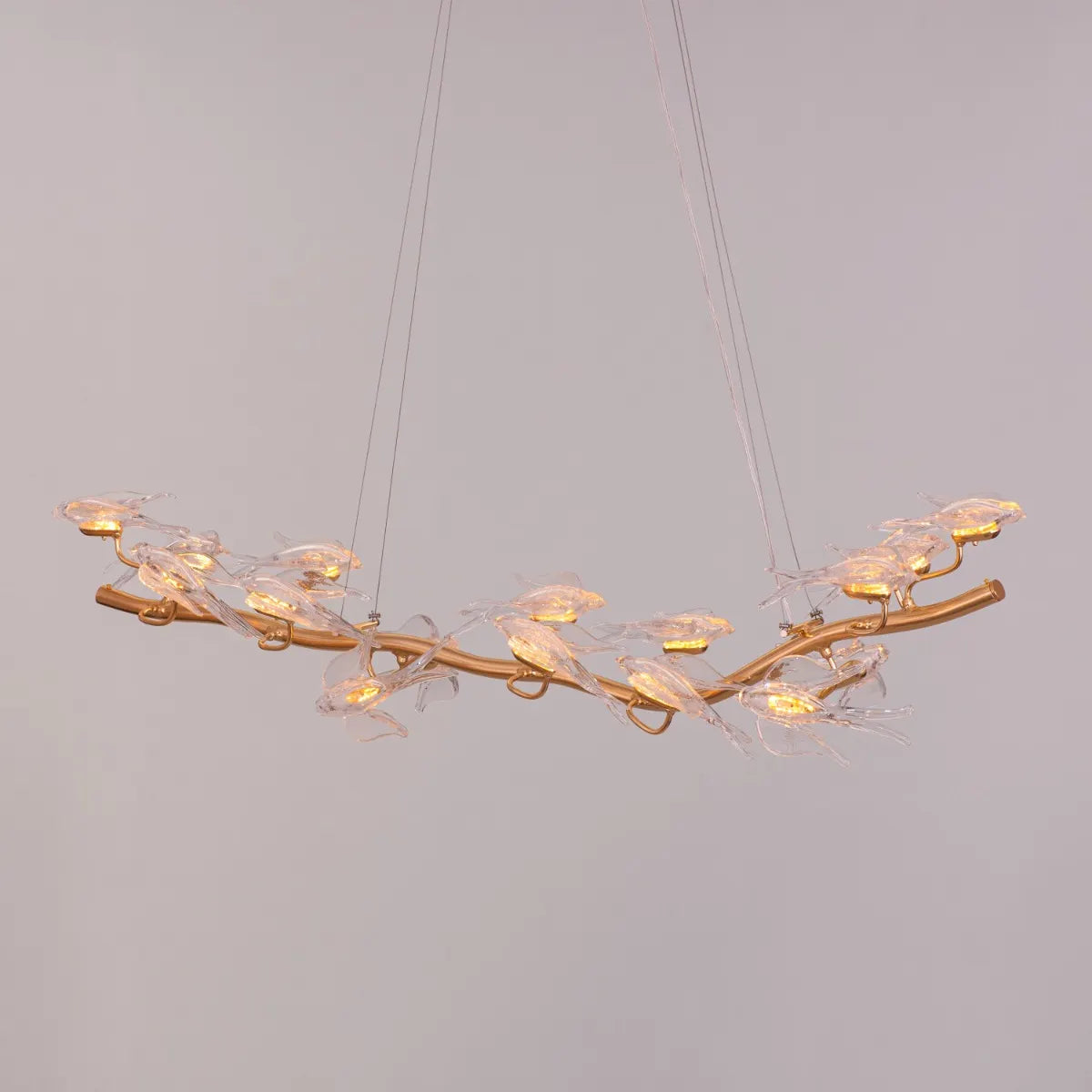 Birds Of Paradise (Large, Gold, Dimmable LED with Remote Control) Chandelier