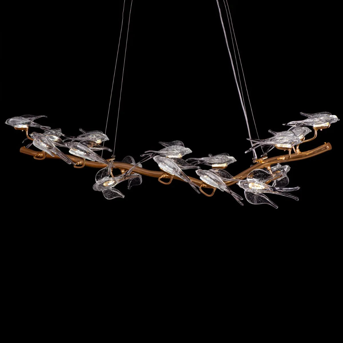Birds Of Paradise (Large, Gold, Dimmable LED with Remote Control) Chandelier