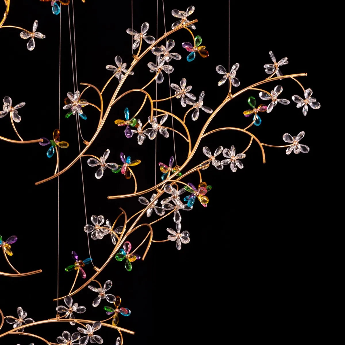 Reason Of The Season (Large, Gold, 3 Color Dimmable Built-In LED Spotlight With Remote Control) Crystal Tree Branch Chandelier