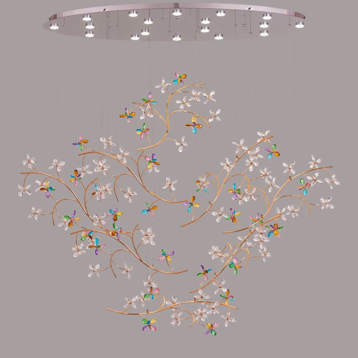 Reason Of The Season (Large, Gold, 3 Color Dimmable Built-In LED Spotlight With Remote Control) Crystal Tree Branch Chandelier