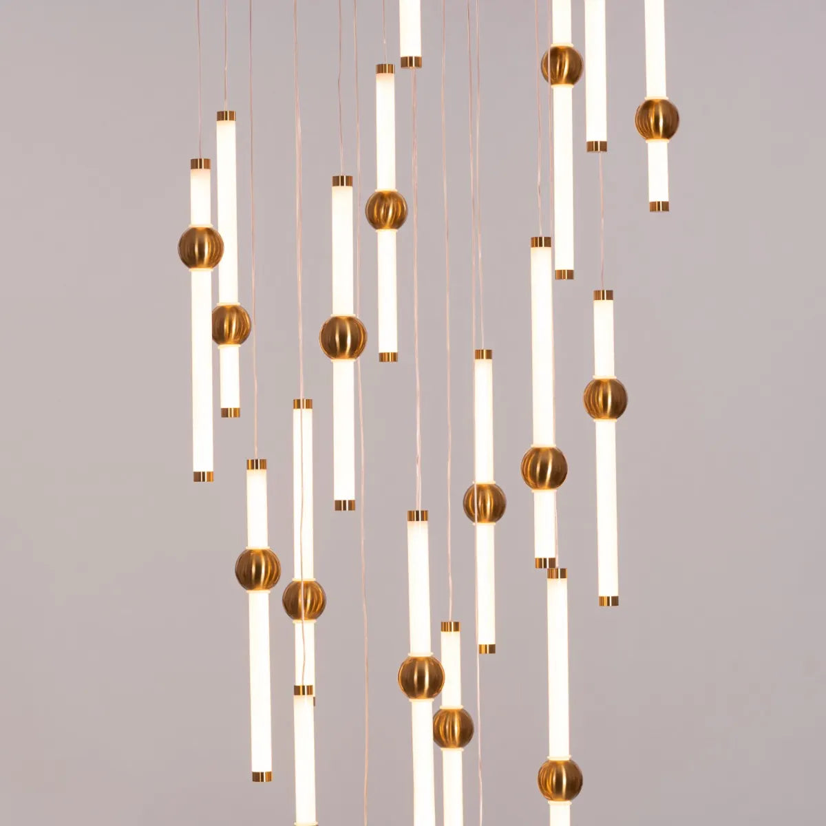 Left On Read (Large, White, Dimmable LED with Remote Control) Double Height Glass Chandelier