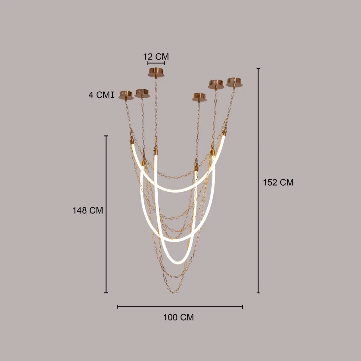 Large gold and white chandelier with 3 color built-in LED lights