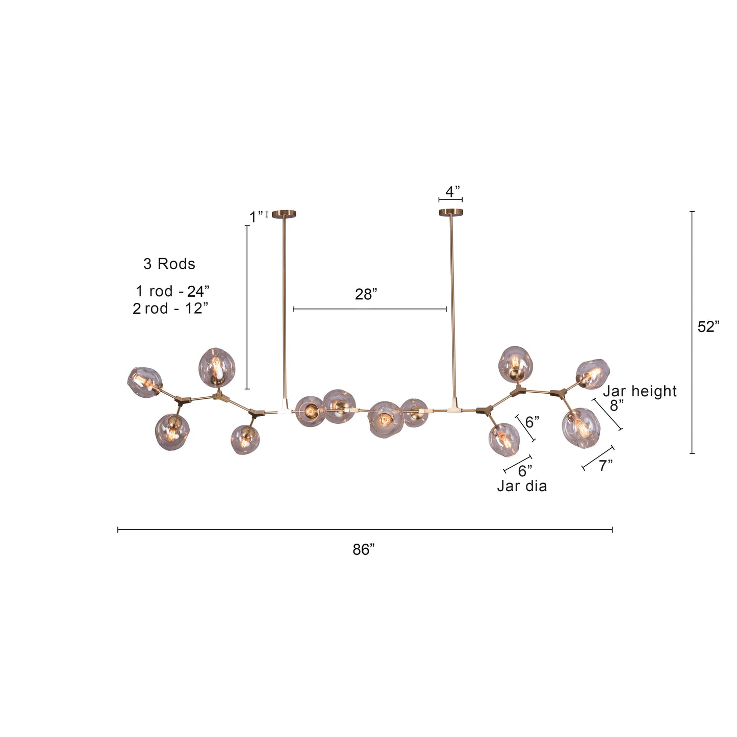 Games People Play Cognac Glass Chandelier with elegant glass shades.