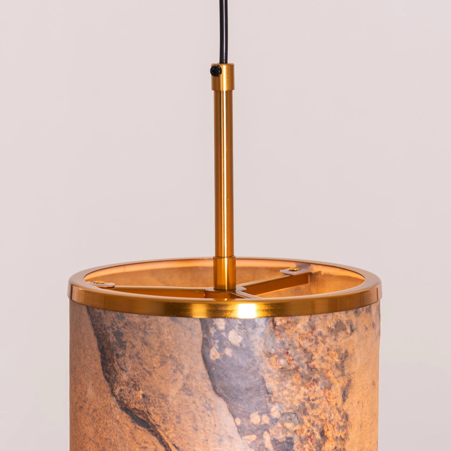 Elegant Sunset Slate Pendant Light with Gold Stone Veneer Design