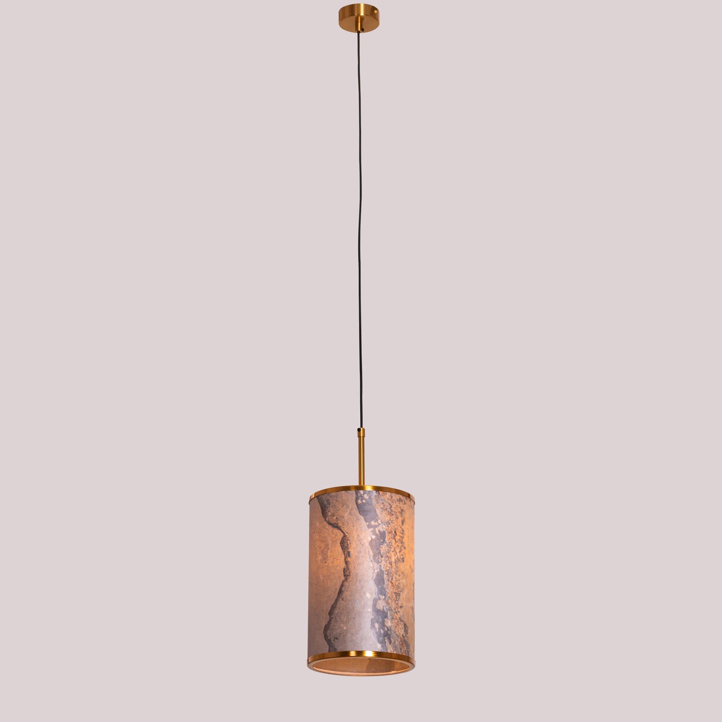 Elegant Sunset Slate Pendant Light with Gold Stone Veneer Design