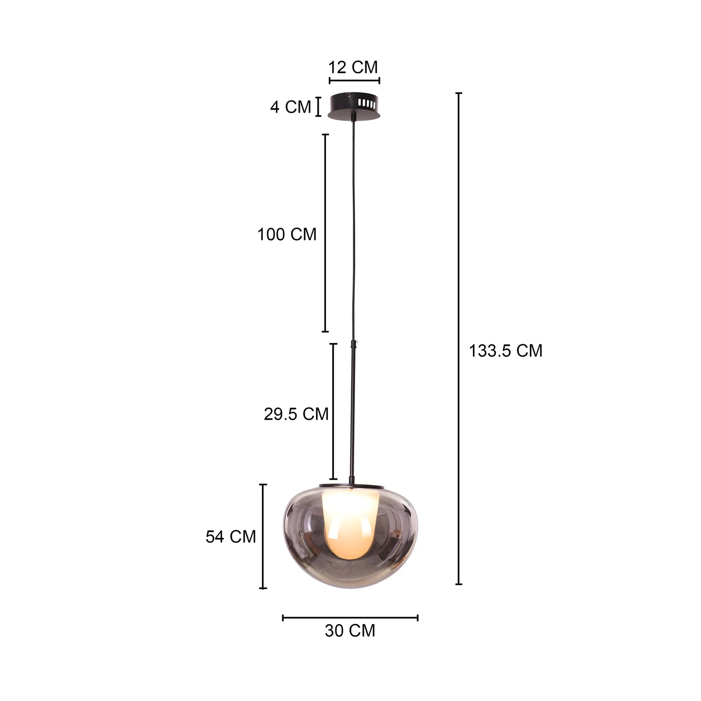 Smoke Screen (Black, Smokey Grey, 3 Color LED) Clear Glass Pendant Light