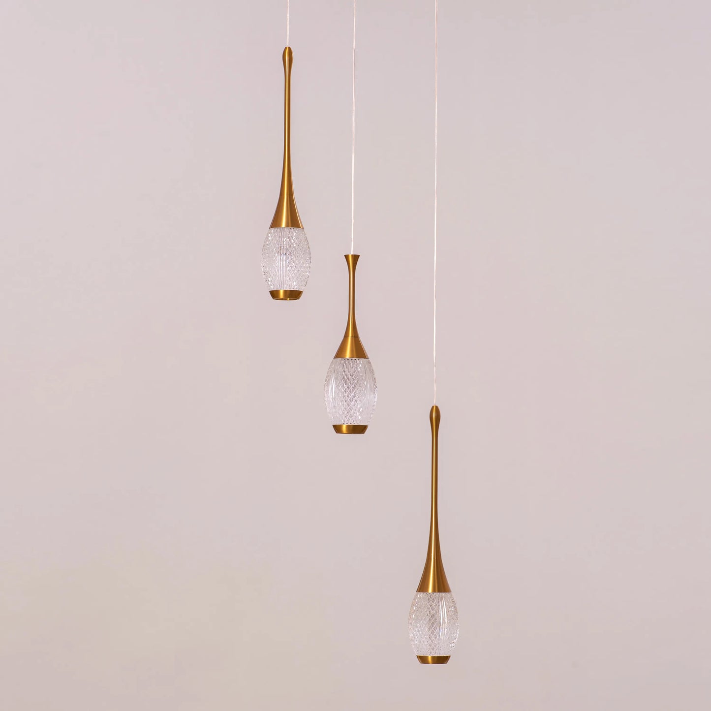 Perfect Landing (Medium, Gold, White, Dimmable LED with Remote Control) Textured Glass Pendant Light