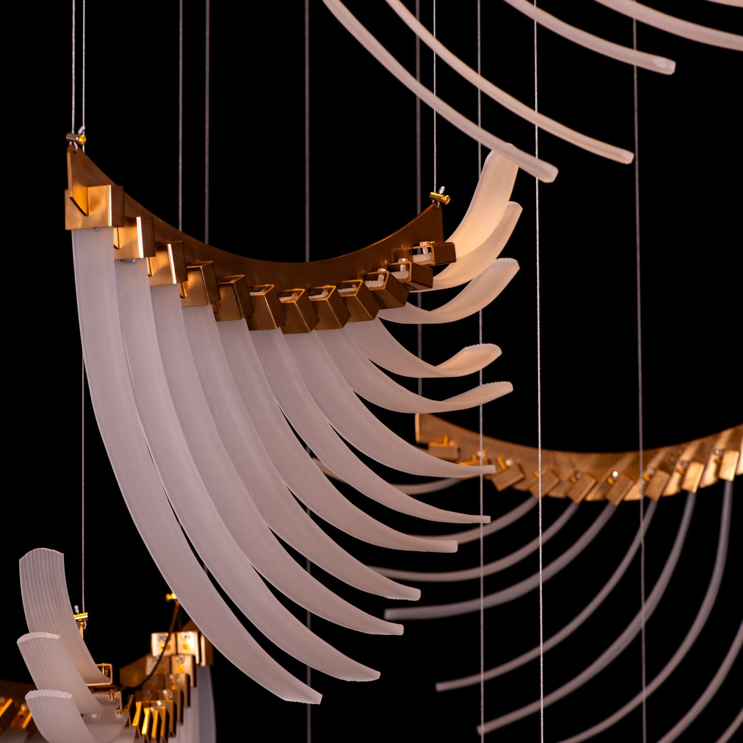 Chefs Kiss (Large, Gold, White) Frosted Glass Double Height Chandelier