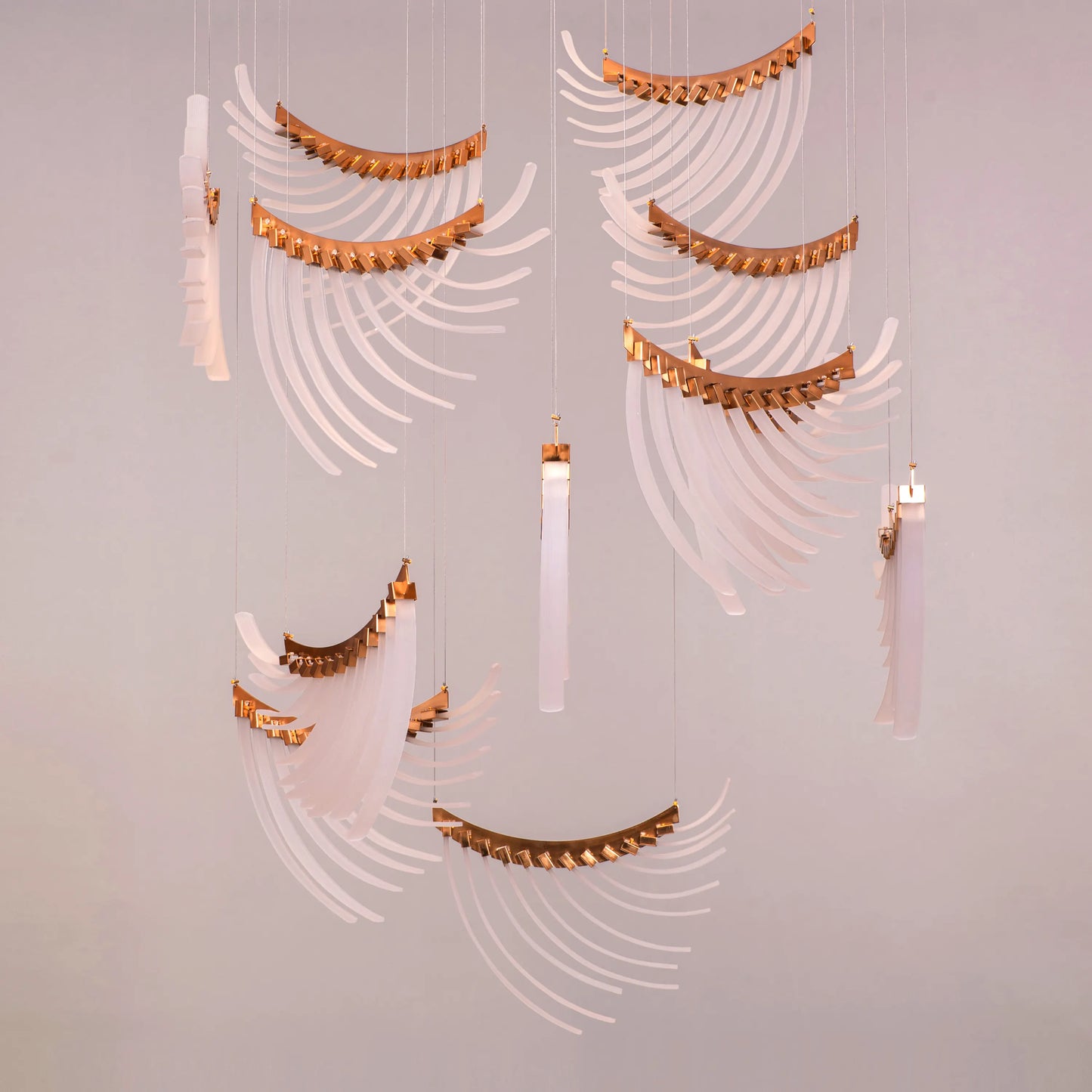 Chefs Kiss (Large, Gold, White) Frosted Glass Double Height Chandelier