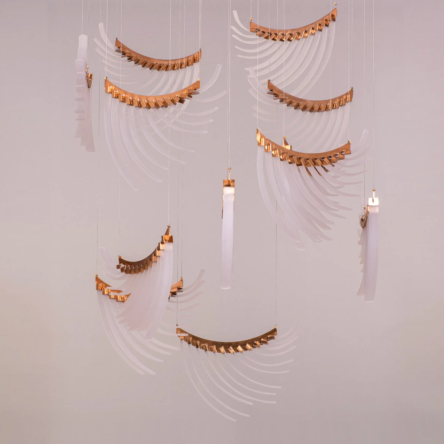 Chefs Kiss (Large, Gold, White) Frosted Glass Double Height Chandelier