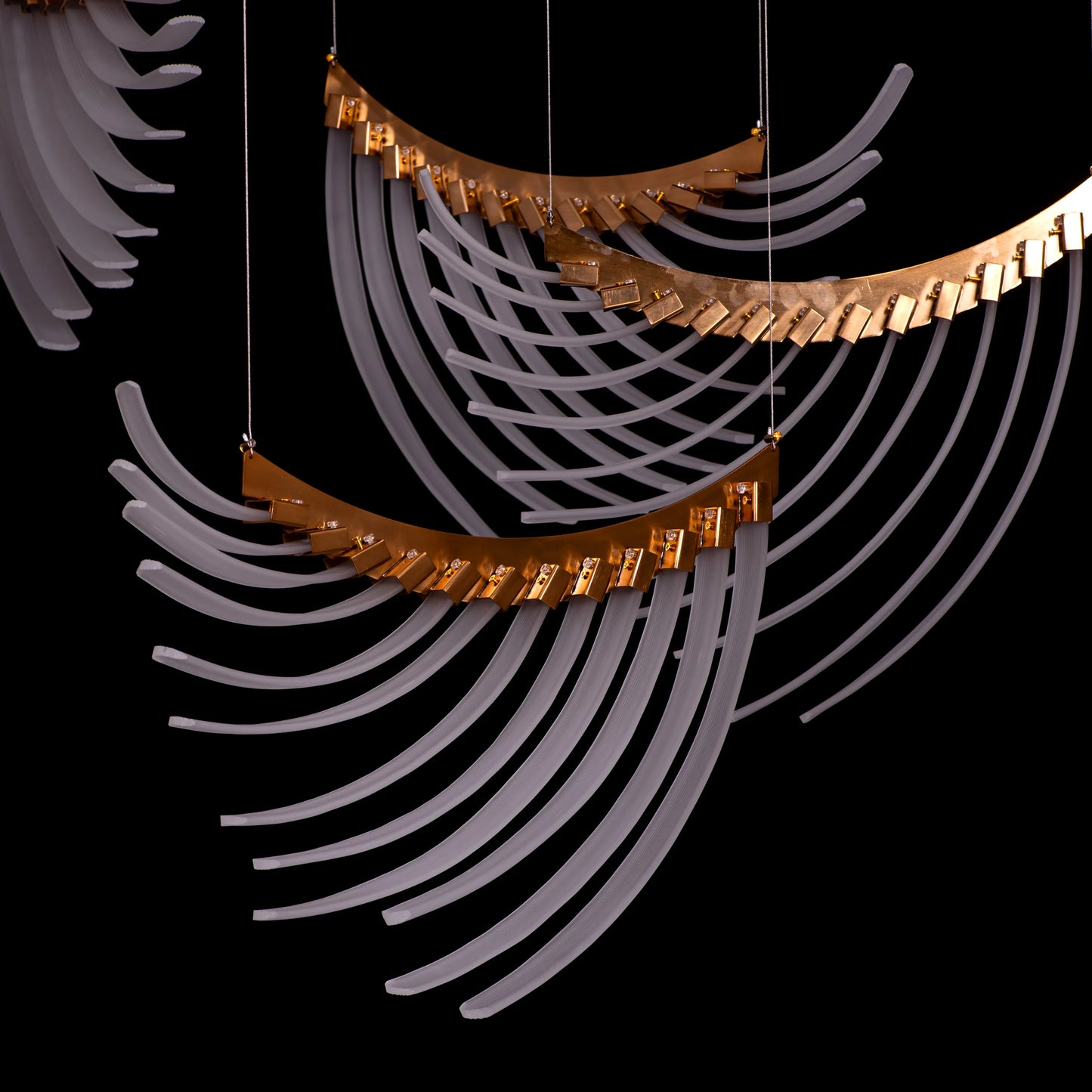 Chefs Kiss (Large, Gold, White) Frosted Glass Double Height Chandelier