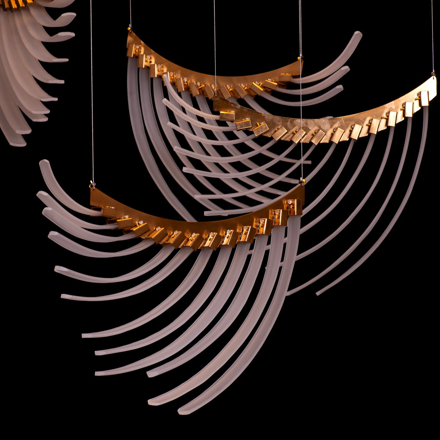 Chefs Kiss (Large, Gold, White) Frosted Glass Double Height Chandelier