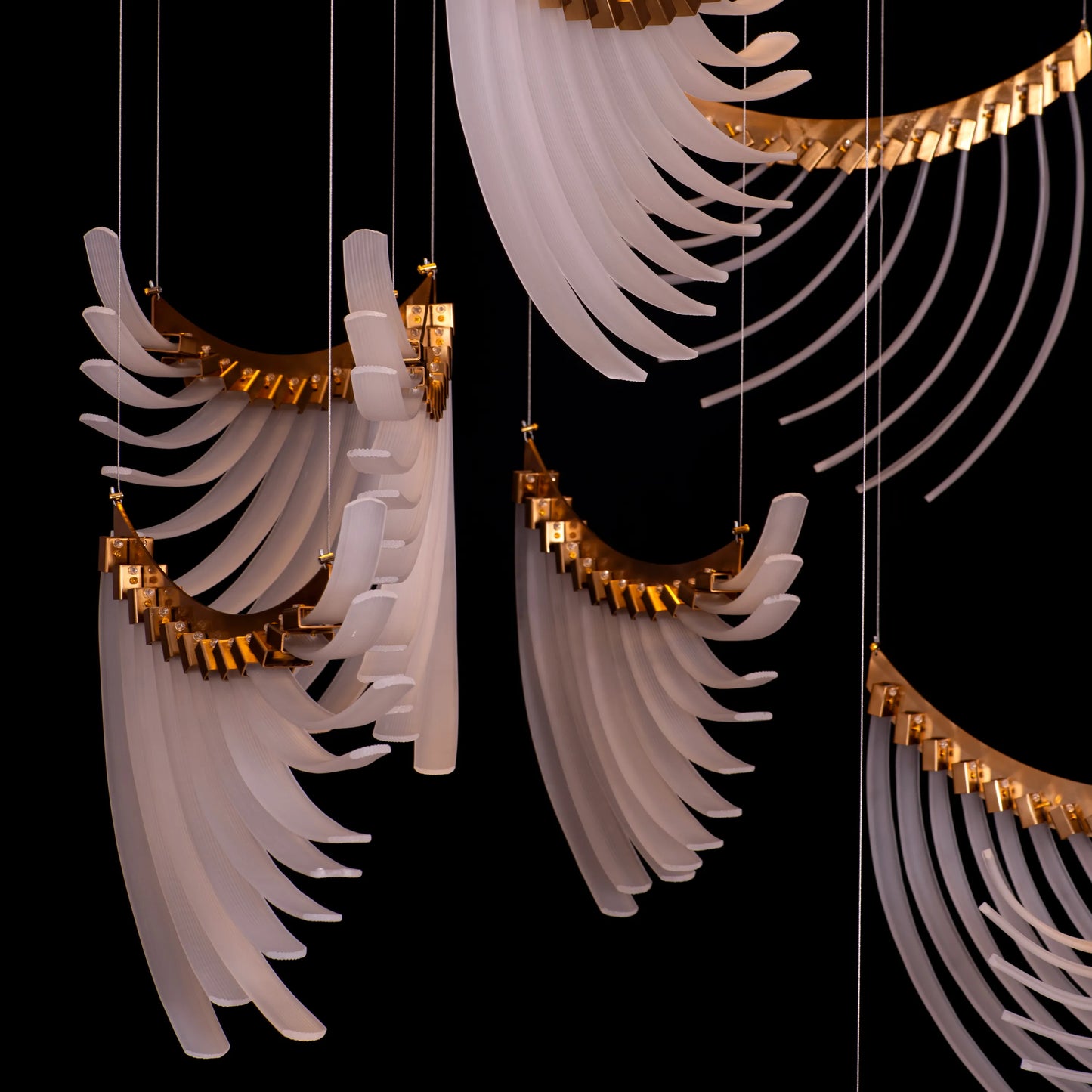 Chefs Kiss (Large, Gold, White) Frosted Glass Double Height Chandelier