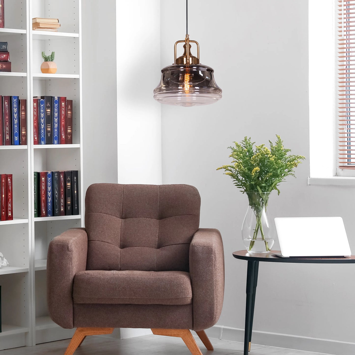 Stylish Eyes Closed Clear Glass Pendant Light Combining Gold and Smokey Grey for a Unique Look