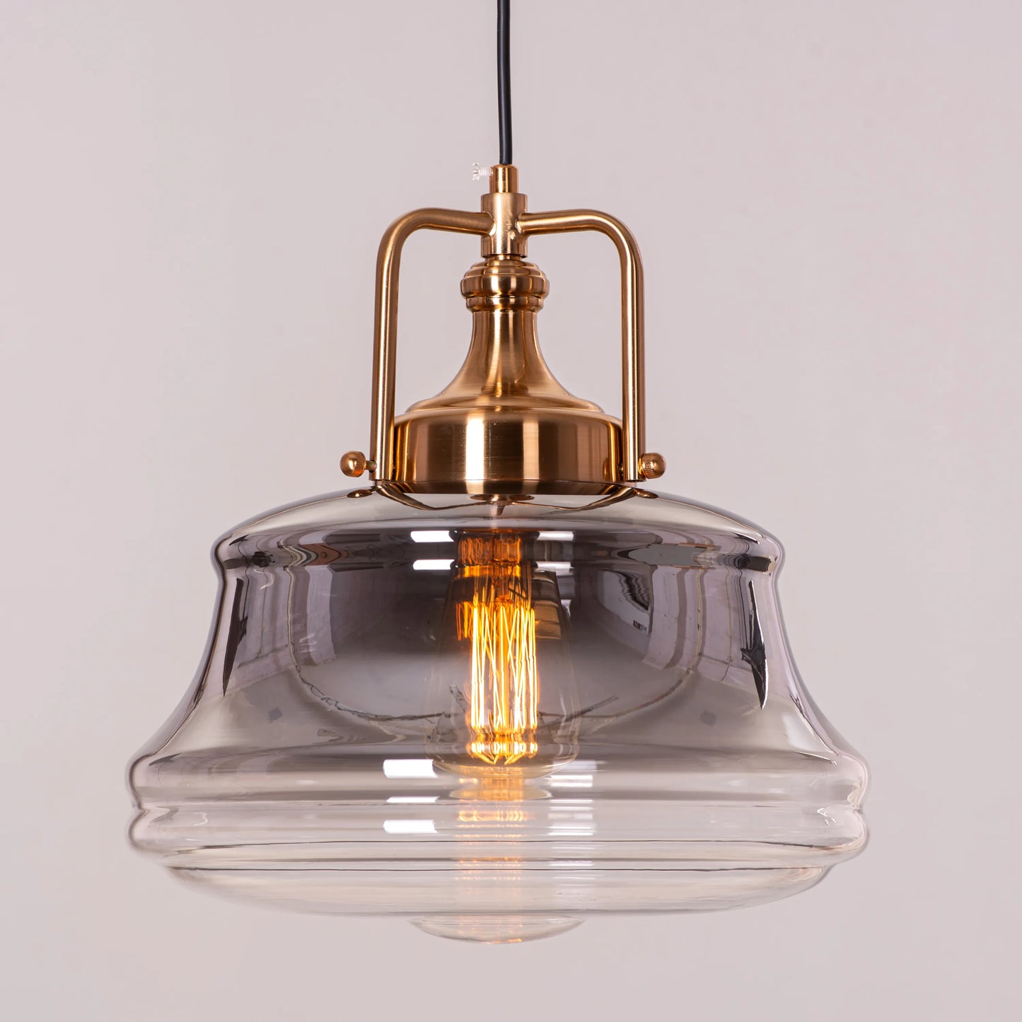 Eyes Closed (Gold, Smokey Grey) Clear Glass Pendant Light